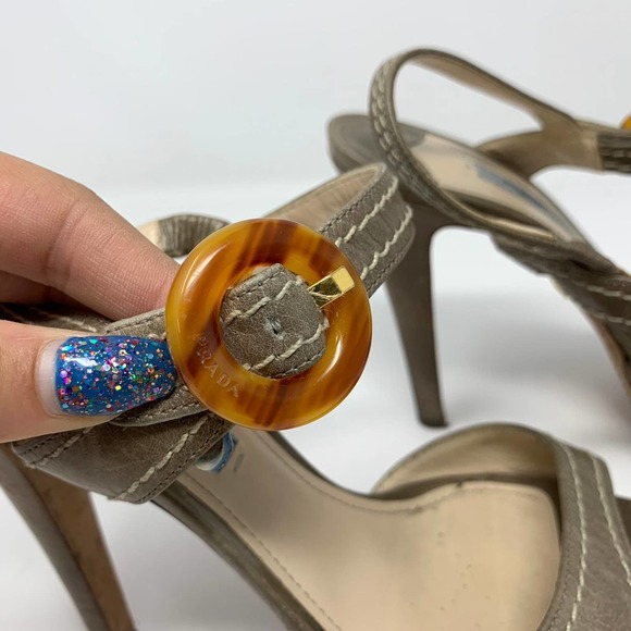 Prada strappy stacked heel slingback - Picture 2 of 10